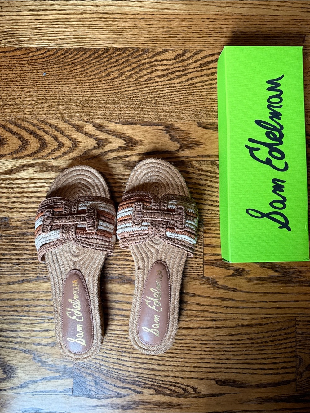 Sam Edelman Tan & Multicolor Woven Slide Mules